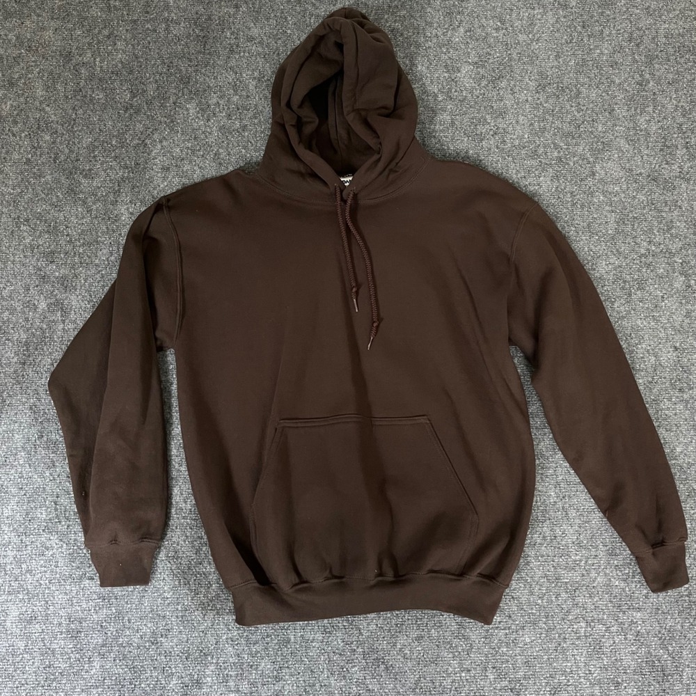 Gildan Heavy Blend Brown Hoodie Mens Medium Pullover Sweatshirt M